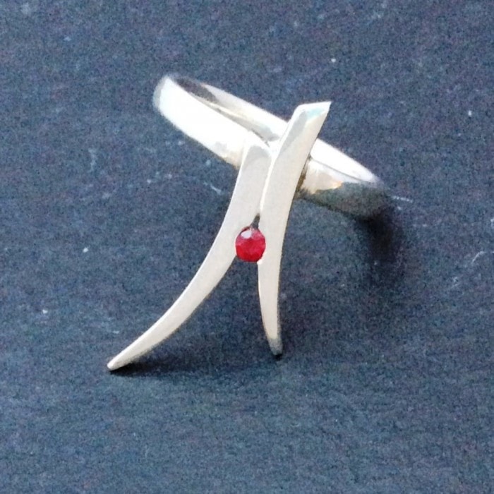 Stiletto ring Ruby gemstone